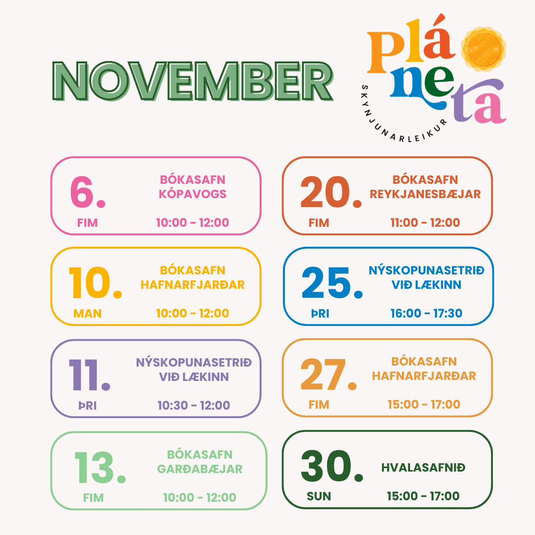 Nóvember dagskráin hjá Plánetu