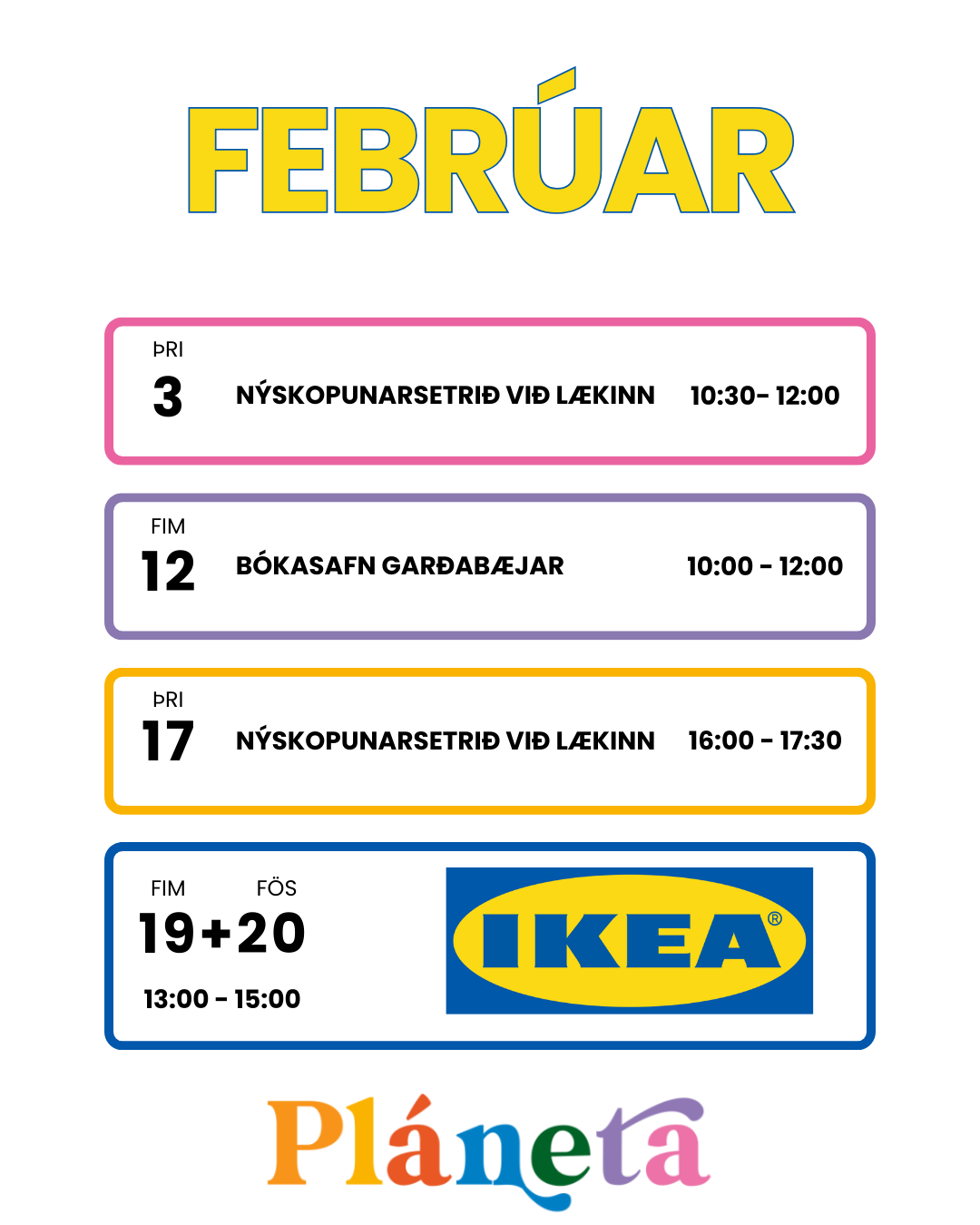 Skynjunarleiksmiðjur í Febrúar - dagskrá - IKEA o.f.l.